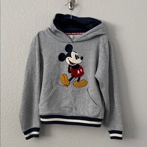 Disney Gray and Navy Hoodie with Chenille Original Mickey Mouse Design